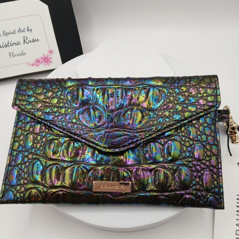 Brahmin Mini Envelope Case Black Pearl Melbourne NWT